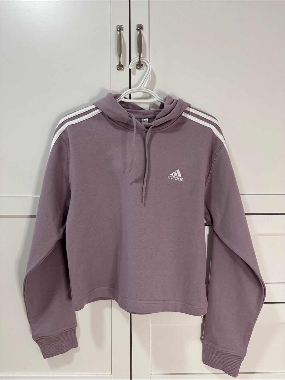 adidas Lilac Hoodie with White Three Stripes